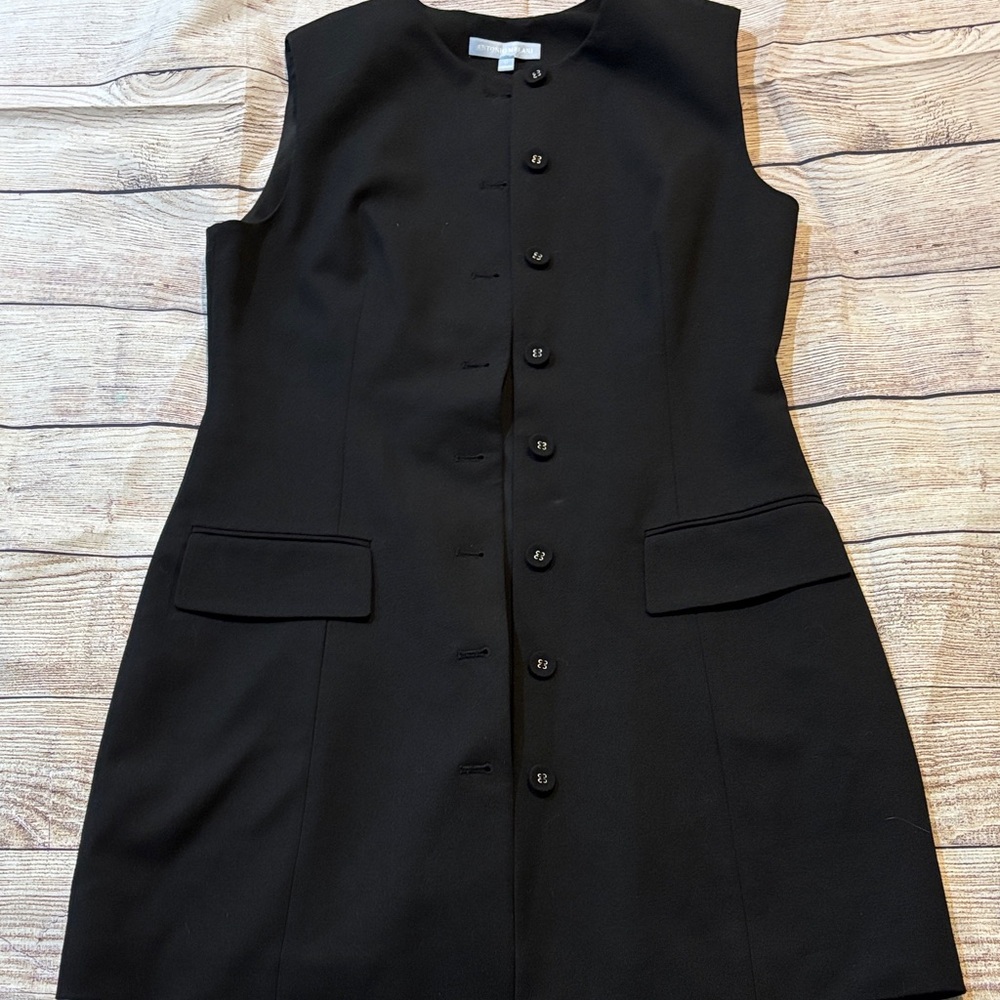 Elegant Black Sleeveless Dress/ Long Vest
